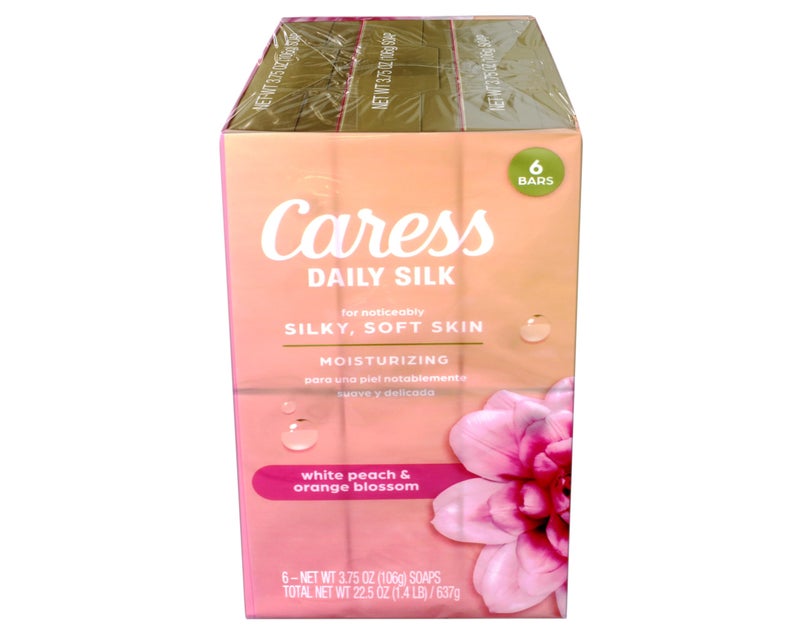 Caress Daily Silk Moisturizing Soap, White Peach & Orange Blossom, 3.75 oz 6 Bars - 2 Pack - Image 3